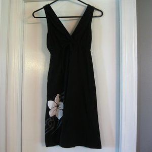 Black swim cover up with tribal aloha flower